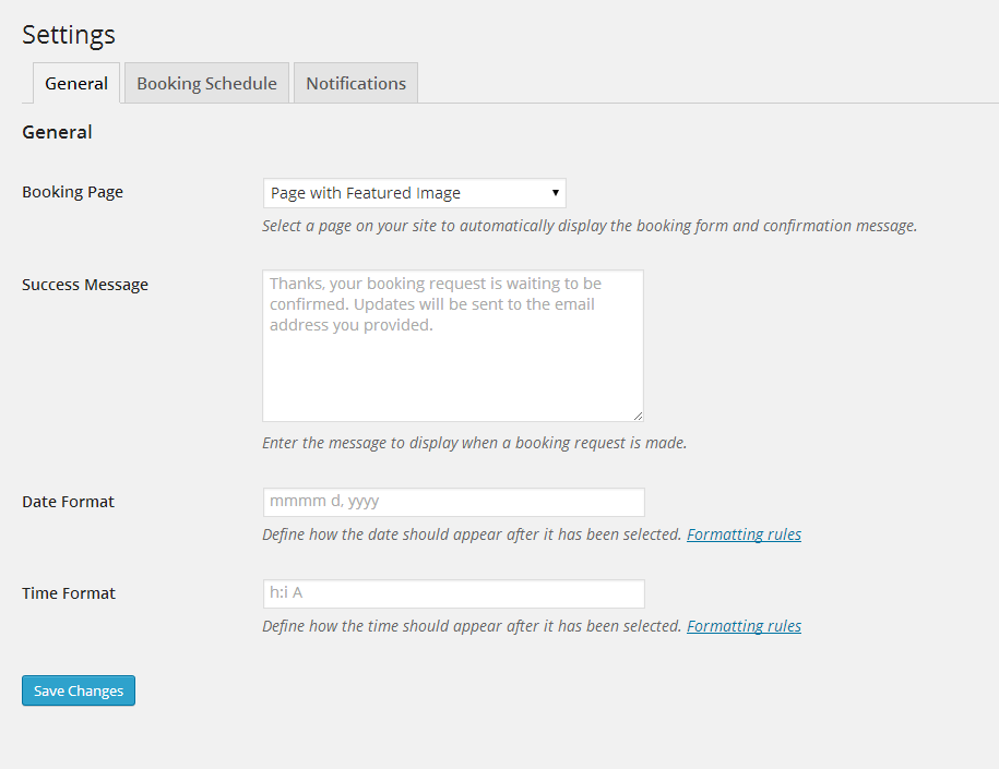 plugin general settings