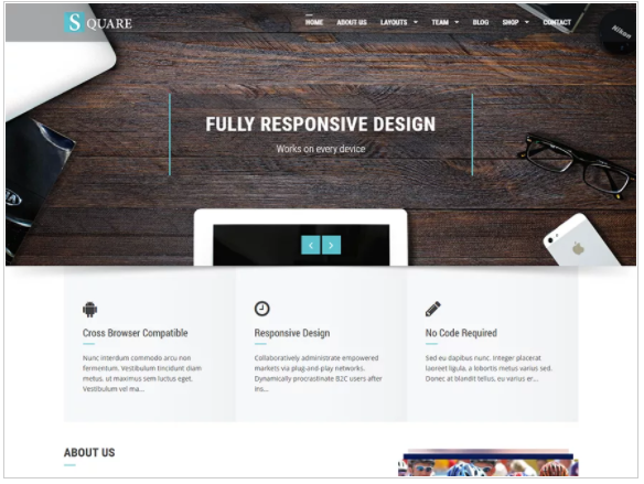 Square minimalist wordpress themes