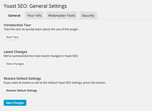 Yoast General Settings