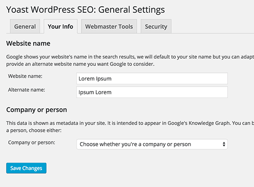 Yoast WordPress SEO setting