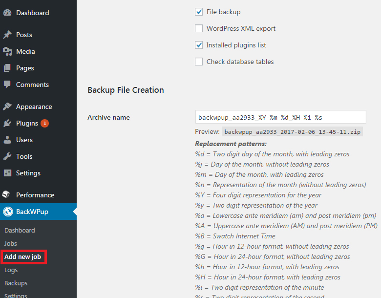 Taking a Manual Backup