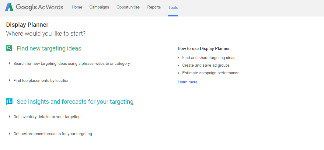 Google AdWords Keyword Planner