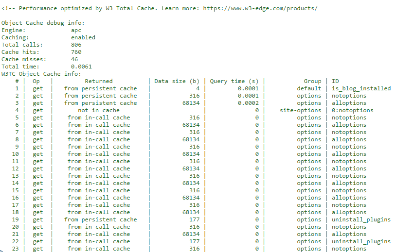 Debugging W3TC