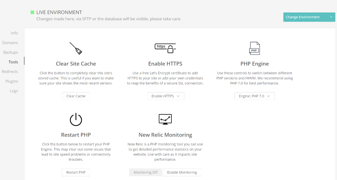 Kinsta web Hosting WordPress tool dashboard