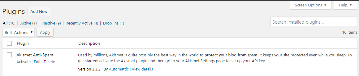 Akismet WordPress Plugin Installation