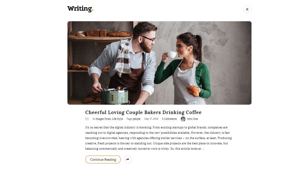 Writing Personal Blog WordPress Theme