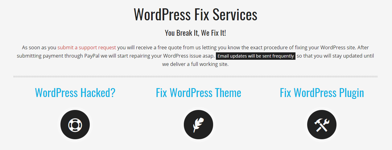 FixMyWP WordPress maintenance support service