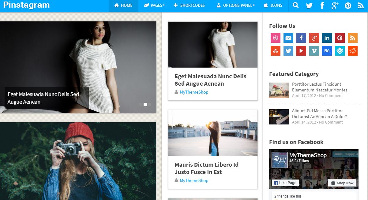 Pinstagram WordPress Adsense optimized theme