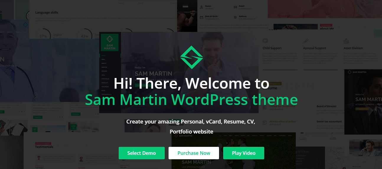 Sam Martin personal Resume WordPress theme