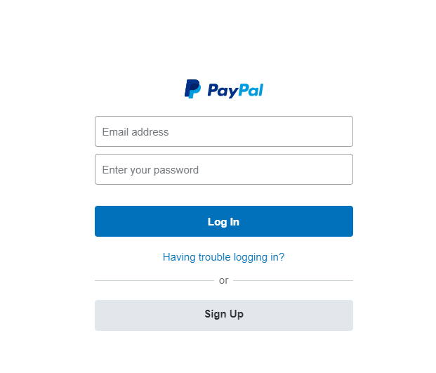 Paypal-Anmeldeseite