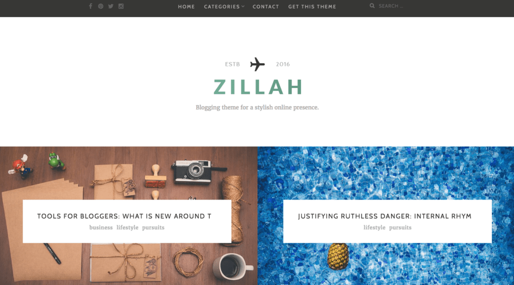 Zillah minimal design WordPress Theme