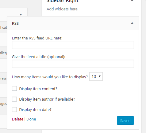 WordPress RSS feed section 