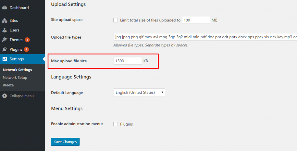 Increase WordPress Upload Limit in Multisite