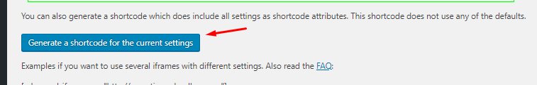 Generate a shortcode for the current settings