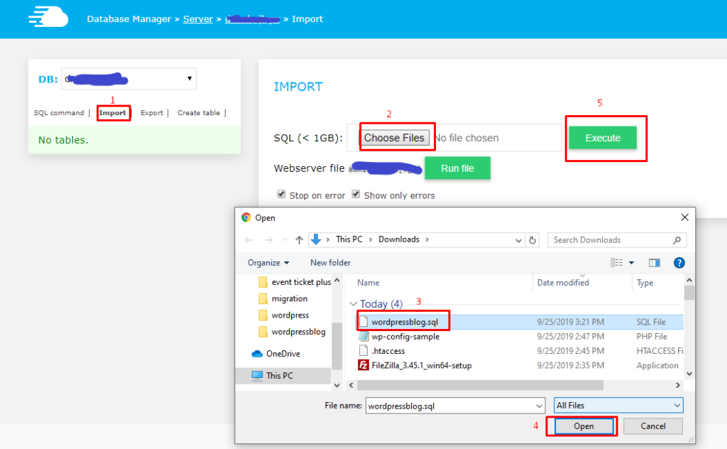 import sql file to cloudways