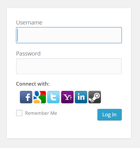 social buttons in login page