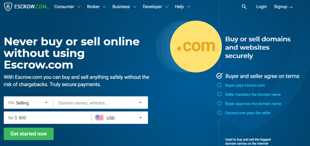 escrow website to buy & sell domains