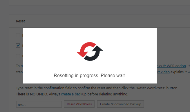 final process wp reset plugin