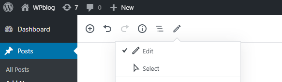 Gutenberg 7.1 select & edit Modes