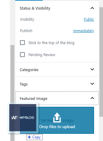Dragging and Dropping Images into Featured Image
