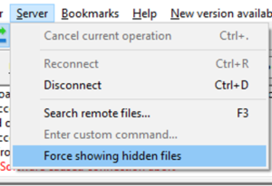 Force showing hidden files on server