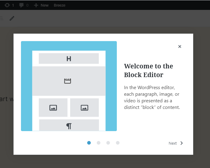 Welcome guide model Gutenberg